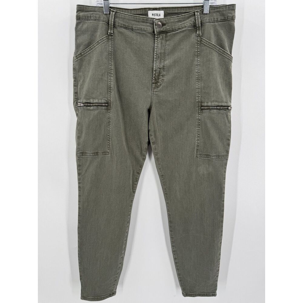 PISTOLA Hannah Green Moto Zipper Skinny Jeans Pants Size 18W